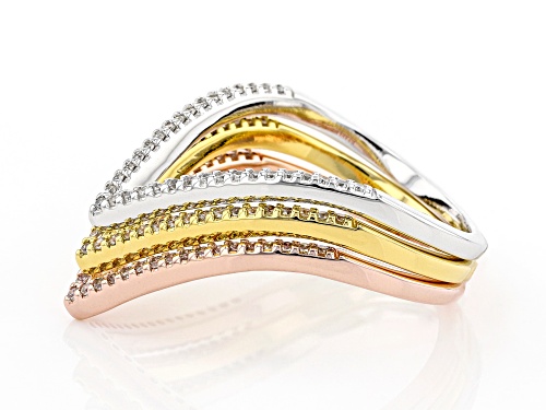Bella Luce ® 0.89ctw Rhodium Over Sterling Silver And Eterno™ Yellow And Rose Band Rings Set of 3 - Size 7