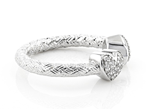Bella Luce ® 0.45ctw Rhodium Over Sterling Silver Heart Band Ring (0.28ctw DEW) - Size 7