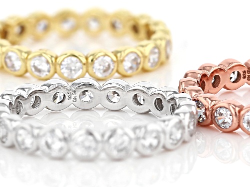 Bella Luce ® 5.70ctw Rhodium Over Silver And Eterno™ Yellow And Rose Band Rings (3.42ctw DEW) - Size 8