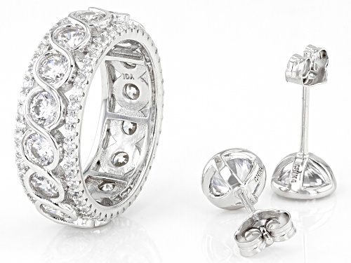 Bella Luce ® 9.30ctw Rhodium Over Sterling Silver Ring And Earrings (4.46ctw DEW)