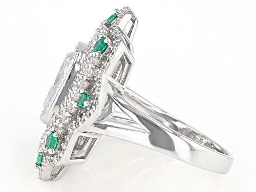 Bella Luce ® 7.83ctw Lab Created Green Spinel And White Diamond Simulant Rhodium Over Silver Ring - Size 5