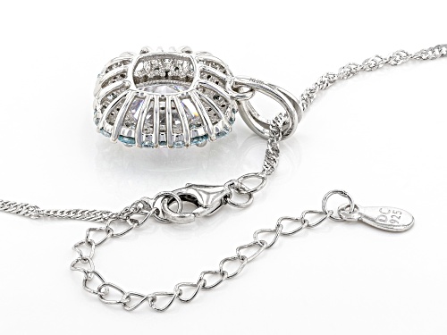 Bella Luce ® 9.33ctw Aquamarine And White Diamond Simulants Rhodium Over Silver Pendant With Chain