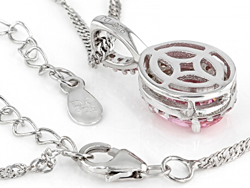 Bella Luce ® 3.57ctw Pink Diamond Simulant Rhodium Over Silver Pendant With Chain (2.11ctw DEW)