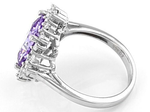 Bella Luce® 6.94ctw Lavender And White Diamond Simulants Rhodium Over Silver Ring (5.55ctw DEW) - Size 8