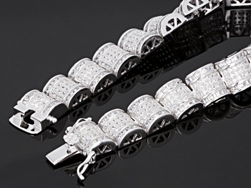 Bella Luce ® 5.64ctw Round And Baguette Rhodium Over Sterling Silver Bracelet - Size 7.5