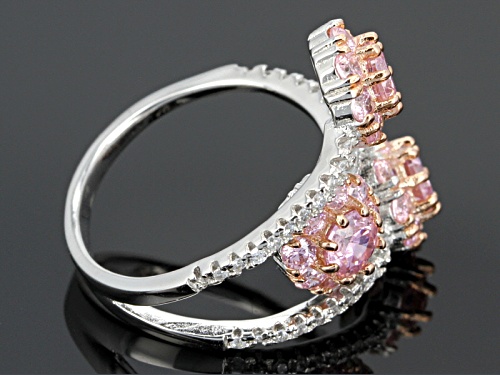 Bella Luce ® 4.04ctw Pink & White Diamond Simulant Round Rhodium Over Sterling Silver Ring - Size 6