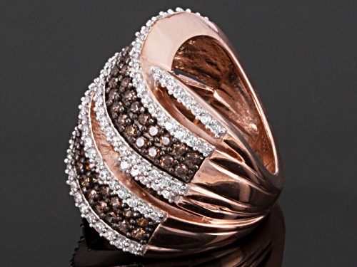 Bella Luce ® 3.75ctw Mocha & White Diamond Simulant Round Eterno ™ Rose Ring (2.16ctw Dew) - Size 5
