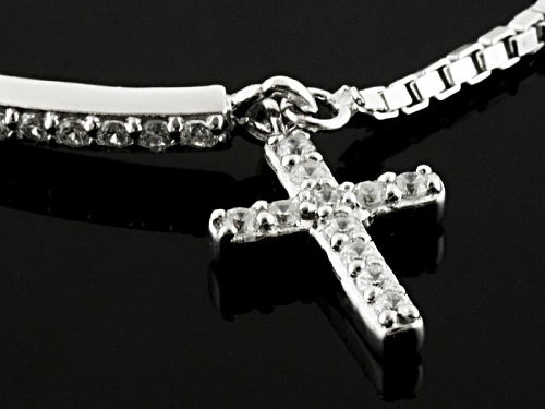 Bella Luce ® .63ctw Diamond Simulant Rhodium Over Silver Adjustable Cross Bracelet (.42ctw Dew)