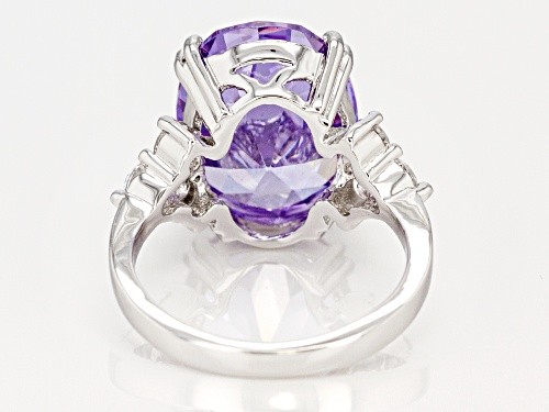 Bella Luce®16.13ctw Lavender and White Diamond Simulants Rhodium Over Sterling Silver Ring - Size 10