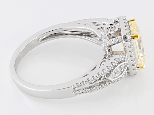 Bella Luce ® 3.67ctw Canary & White Diamond Simulant Rhodium Over Silver Ring (2.31ctw Dew) - Size 12