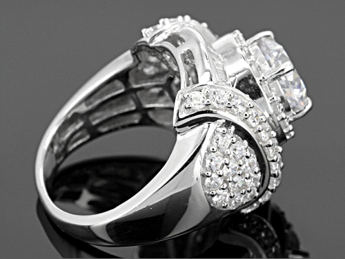 Bella Luce ® 7.54ctw Diamond Simulant Round & Baguette Rhodium Over Silver Ring (4.26ctw Dew) - Size 5