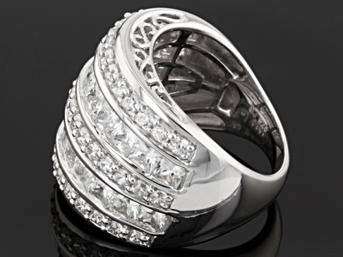 Bella Luce ® 8.73ctw Diamond Simulant Princess Cut & Round Rhodium Over Silver Ring (5.28ctw Dew) - Size 6