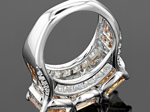 Bella Luce® 10.20ctw Champagne And White Diamond Simulants Rhodium Over Sterling Sivler Ring - Size 5