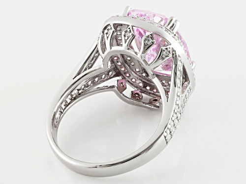 Bella Luce® 14.08ctw Pink & White Diamond Simulant Rhodium Over Sterling Silver Ring (9.13ctw Dew) - Size 10