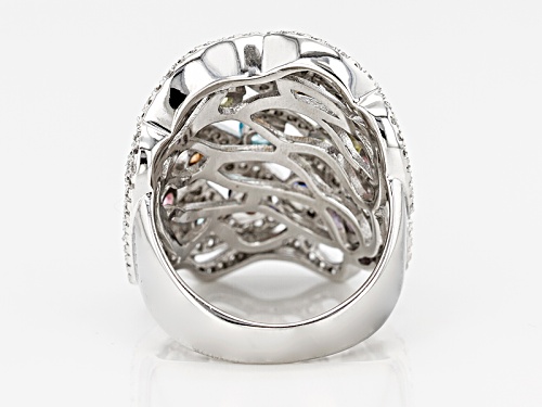 Bella Luce ® 5.85ctw Multicolor Diamond Simulants Rhodium Over Sterling Silver Ring - Size 5