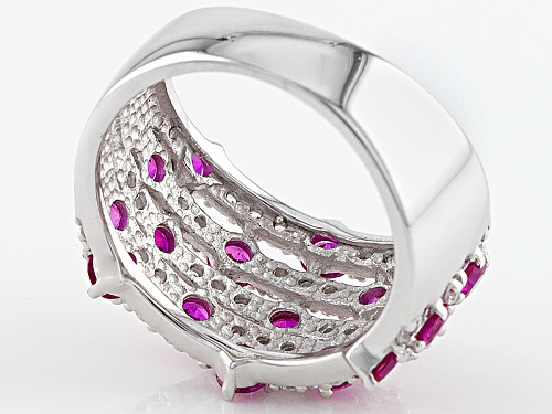 Bella Luce ® 2.56ctw Ruby & White Diamond Simulants Round Rhodium Over Sterling Silver Ring - Size 5
