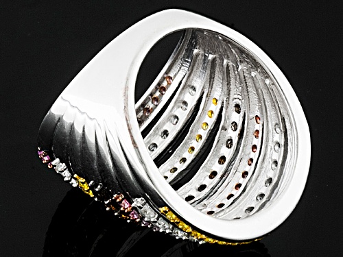 Bella Luce ® 4.53ctw Multi-Color Diamond Simulant Rhodium Over Sterling Silver Ring (2.19ctw Dew) - Size 6