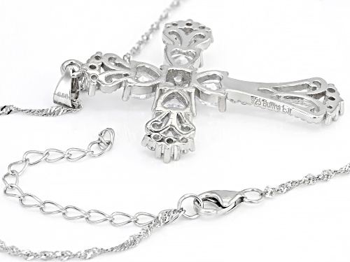 Bella Luce ® 4.70ctw Diamond Simulant Rhodium Over Silver Cross Pendant With Chain(2.03ctw Dew)