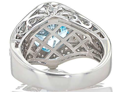 Bella Luce ® 6.78ctw Blue & White Diamond Simulant Rhodium Over Sterling Silver Ring (4.99ctw Dew) - Size 5