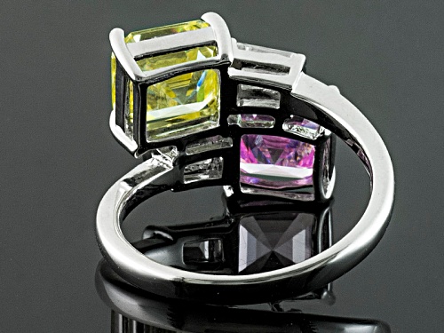 Bella Luce ® 10.20ctw Multi-Color Diamond Simulant Rhodium Over Sterling Silver Ring (4.38ctw Dew) - Size 7