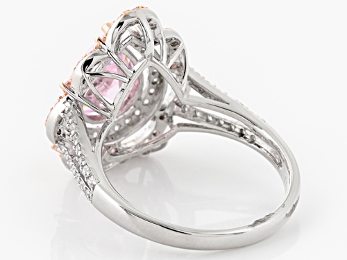 Bella Luce ® 5.19ctw Pink & White Diamond Simulant Rhodium Over Sterling Silver Ring (3.03ctw Dew) - Size 5