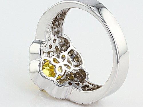 Bella Luce ® 3.08ctw Oval & Round Canary & White Rhodium Over Sterling Silver Ring (1.82ctw Dew) - Size 12