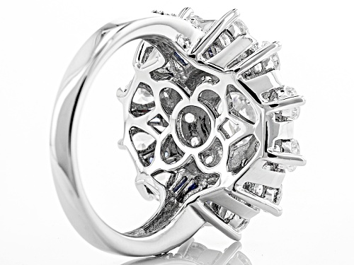 Bella Luce ® 6.25ctw Blue And White Diamond Simulants Rhodium Over Sterling Silver Ring - Size 5