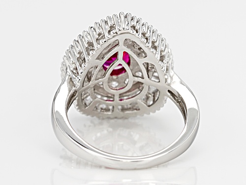Bella Luce ® 3.94ctw Lab Created Ruby & White Diamond Simulant Rhodium Over Sterling Silver Ring - Size 8