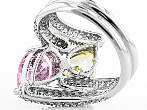 Bella Luce ® 7.74ctw Multicolor Diamond Simulant Rhodium Over Sterling Silver Ring (4.27ctw Dew) - Size 12