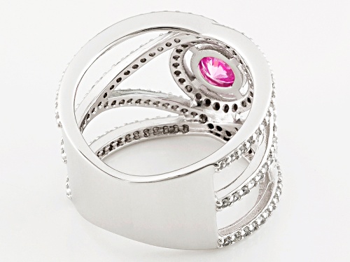 Bella Luce ® 3.77ctw Pink And White Diamond Simulants Rhodium Over Sterling Silver Ring - Size 6