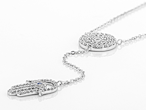 Bella Luce ® 1.57ctw Blue And White Diamond Simulants Rhodium Over Sterling Silver Hamsa Necklace - Size 18
