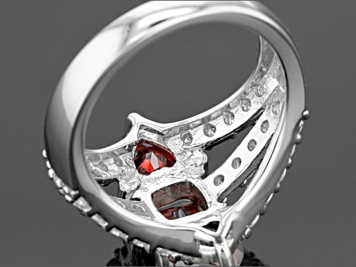Bella Luce ® 6.04ctw Ruby And White Diamond Simulants Rhodium Over Sterling Silver Heart Ring - Size 12