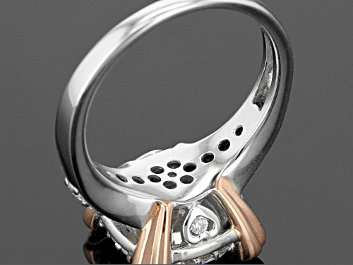 Bella Luce ® 6.56ctw Diamond Simulant Rhodium Over Sterling & Eterno ™ Rose Ring (3.36ctw Dew) - Size 11