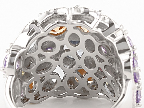 Bella Luce ® 11.10ctw Multicolor Diamond Simulants Rhodium Over Sterling Silver Ring - Size 5
