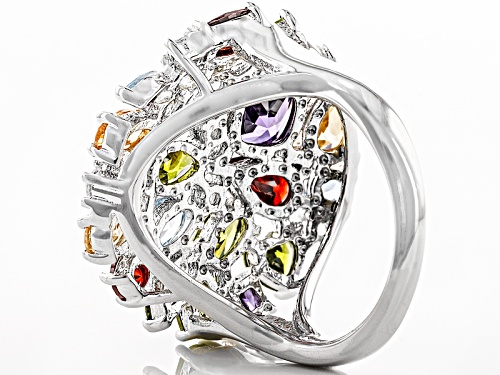 Bella Luce ® 8.30ctw Multicolor Gemstone Simulants Rhodium Over Sterling Silver Ring - Size 5