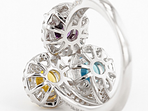 Bella Luce ® 5.13ctw Multicolor Gemstone Simulants Rhodium Over Sterling Silver Ring - Size 7