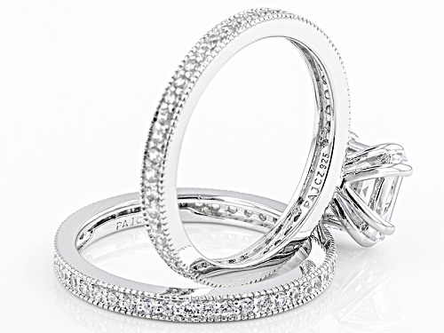Bella Luce ® 4.03ctw Diamond Simulant Rhodium Over Sterling Silver Ring With Band(2.85ctw Dew) - Size 12