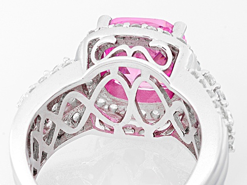 Bella Luce ® 10.15ctw Pink & White Diamond Simulant Rhodium Over Sterling Silver Ring(5.19ctw Dew) - Size 8