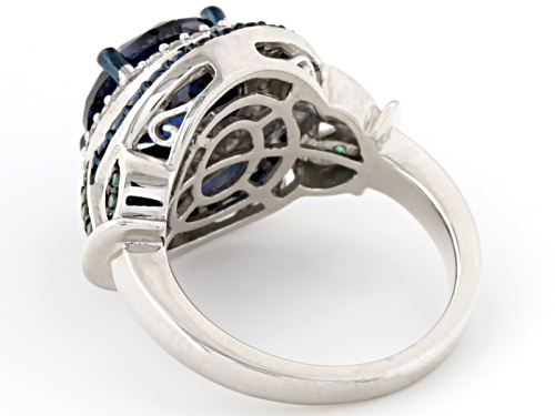 Bella Luce ® 7.68ctw Sapphire, Emerald & White Diamond Simulants Rhodium Over Sterling Silver Ring - Size 10