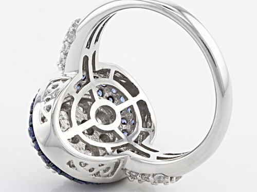 Bella Luce ® 3.43ctw Sapphire & White Diamond Simulants Rhodium Over Sterling Silver Ring - Size 12