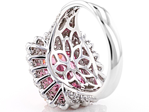 Bella Luce ® 12.45ctw Pink & White Diamond Simulants Rhodium Over Sterling Ring (6.05ctw Dew) - Size 11