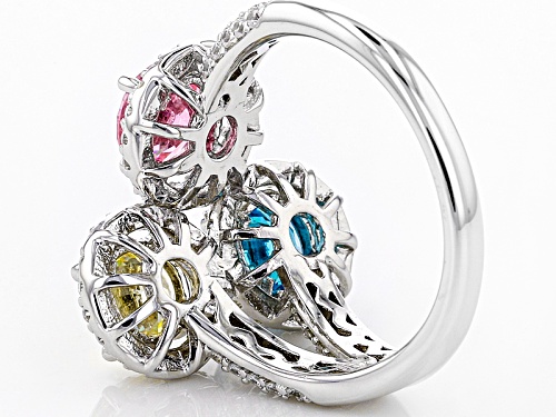 Bella Luce ® 5.32ctw Multicolor Gem Simulants Rhodium Over Sterling Silver Ring (3.13ctw Dew) - Size 10