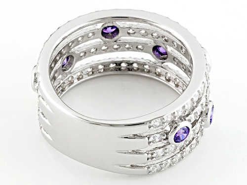 Bella Luce ® 3.49ctw Purple And White Diamond Simulants Rhodium Over Sterling Silver Ring - Size 7