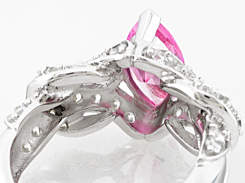 Bella Luce® 2.43ctw Pink & White Diamond Simulants Rhodium Over Sterling Silver Ring (2.13ctw Dew) - Size 8