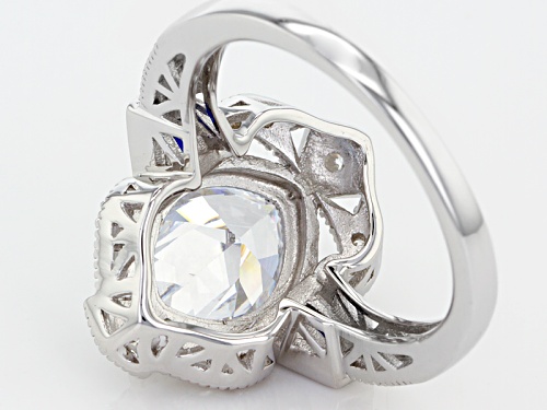 Bella Luce ® 3.94ctw Sapphire And White Diamond Simulants Rhodium Over Sterling Silver Ring - Size 5