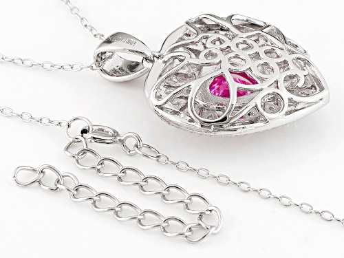 Bella Luce®5.42ctw Pink And White Diamond Simulants Rhodium Over Silver Heart Pendant With Chain