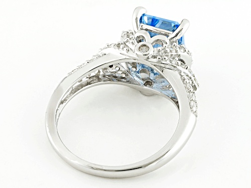 Bella Luce ® 3.57ctw Lab Created Blue Spinel And White Diamond Simulant Rhodium Over Silver Ring - Size 10