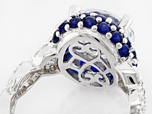 Bella Luce ® 8.23ctw Diamond Simulant & Lab Created Sapphire Rhodium Over Sterling Silver Ring - Size 12
