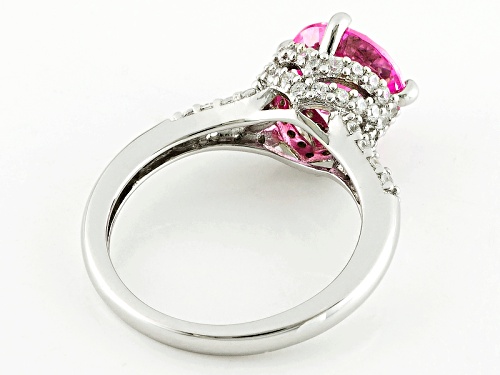 Bella Luce ® 5.43ctw Pink & White Diamond Simulant Rhodium Over Sterling Silver Ring(3.33ctw Dew) - Size 12