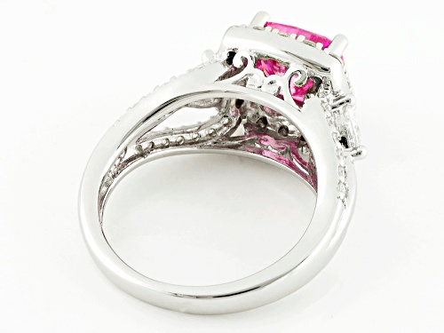Bella Luce ® 5.78ctw Pink & White Diamond Simulant Rhodium Over Sterling Silver Ring - Size 8